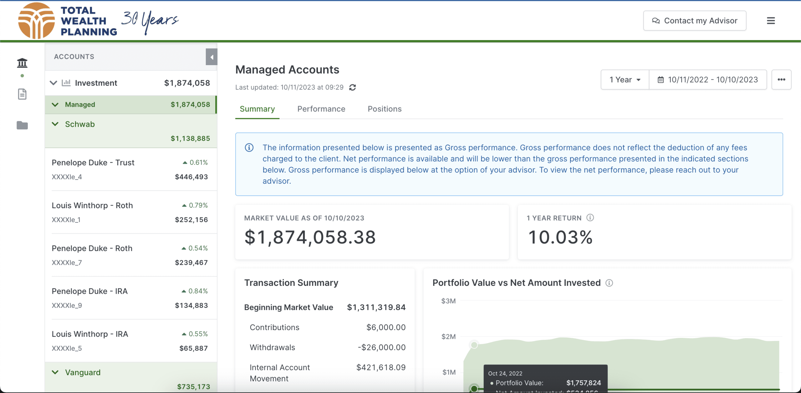 Access all managed accounts in one place.